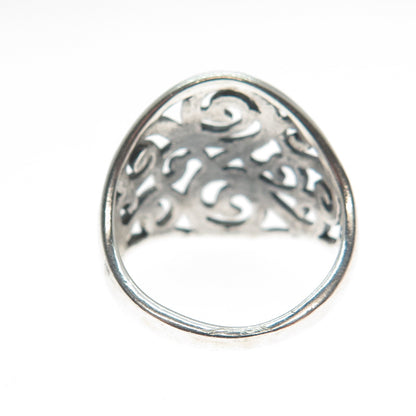 925 Sterling Silver Vintage Swirl Oxidized Ring Size 6