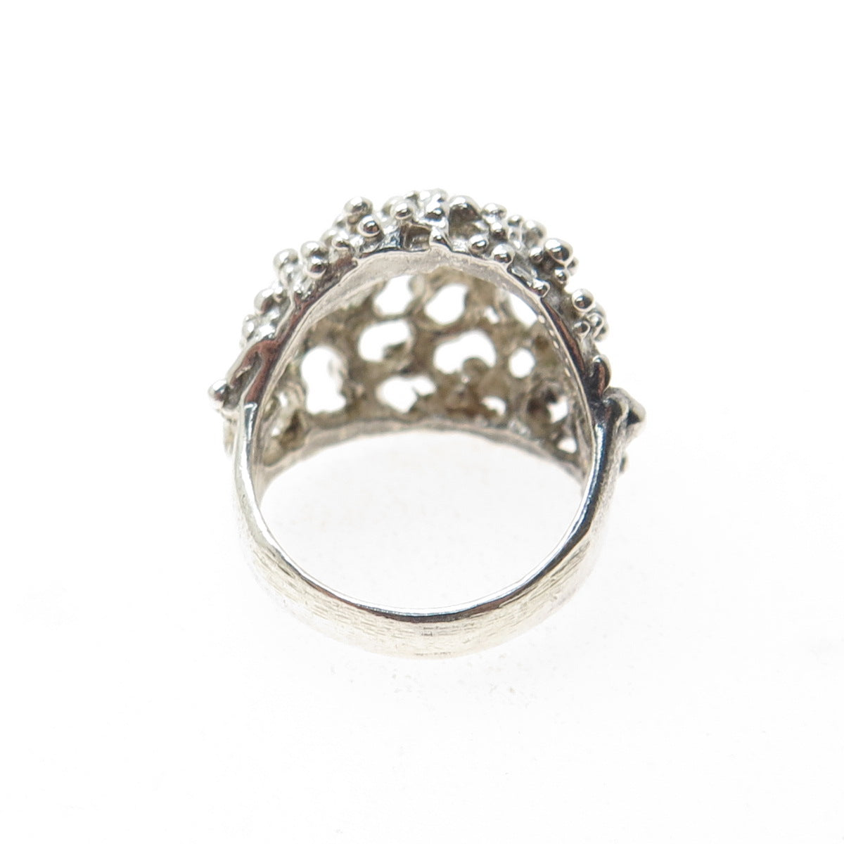 925 Sterling Silver Vintage Modernist Nugget Oxidized Dome Ring Size 5.5