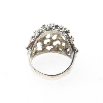 925 Sterling Silver Vintage Modernist Nugget Oxidized Dome Ring Size 5.5