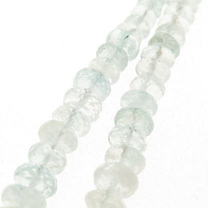 925 Sterling Silver Vintage Real Aquamarine Beaded Necklace 20-22"