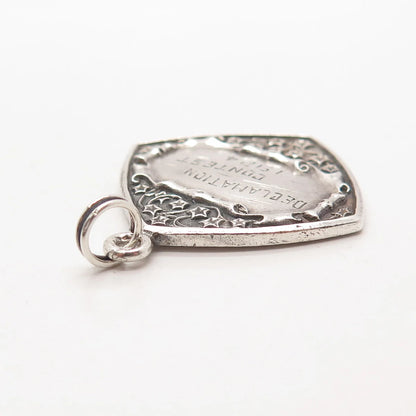 925 Sterling Silver Vintage Wendell & Co. "Declamation Contest 1924" Pendant