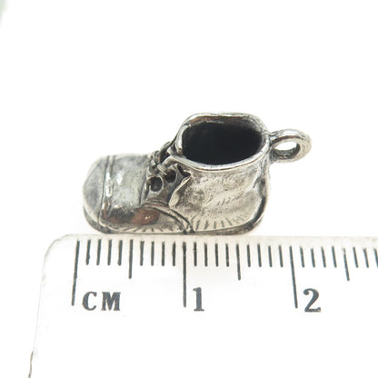 925 Sterling Silver Vintage Boot Shoe 3D Charm Pendant