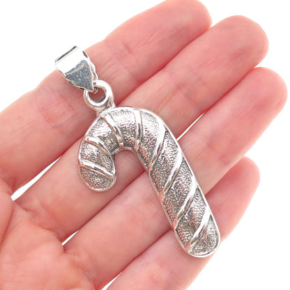 925 Sterling Silver Vintage Christmas Candy Cane Oxidized Charm Pendant