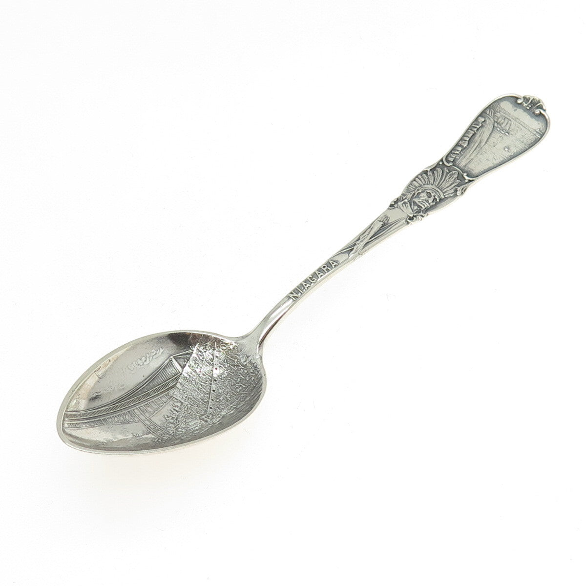 THOMAS TUGBY 925 Sterling Silver Antique Art Deco "Niagara" Indian Chief Spoon
