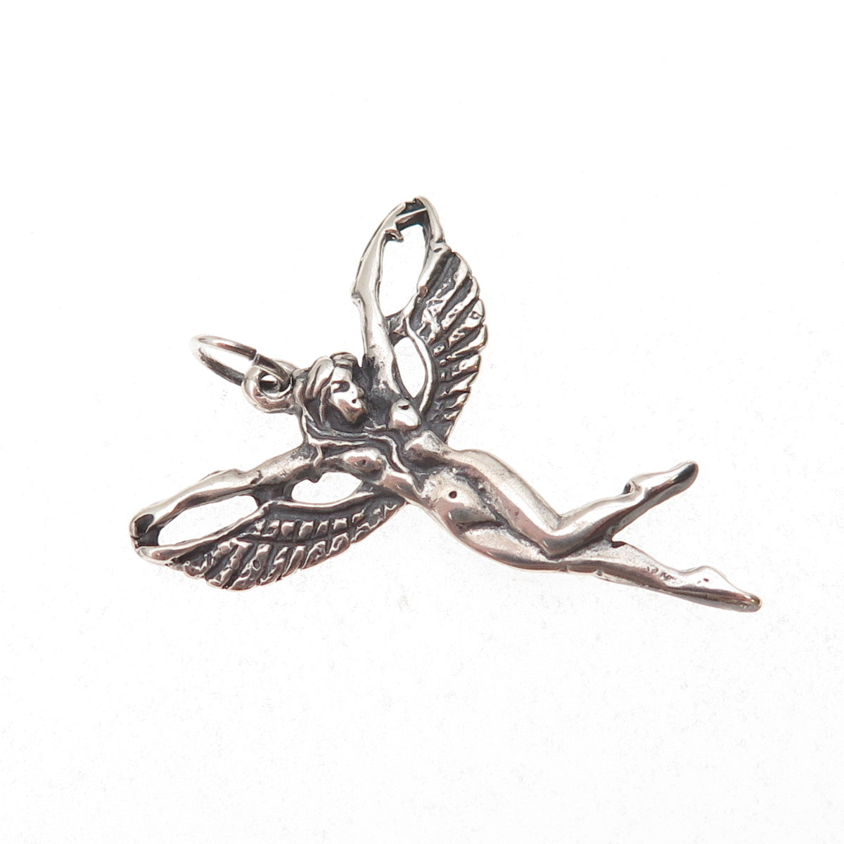 New Leaf 925 Sterling Silver Vintage Fairy Oxidized Charm Pendant
