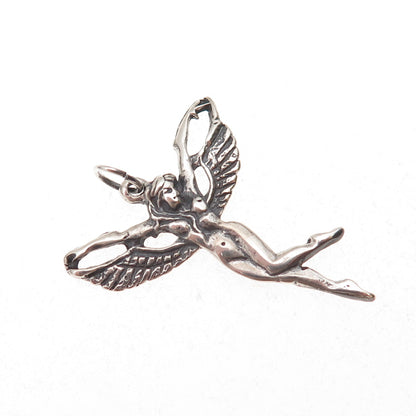 New Leaf 925 Sterling Silver Vintage Fairy Oxidized Charm Pendant
