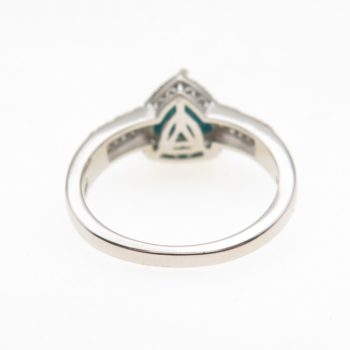 Chuck Clemency 925 Sterling Silver Real Turquoise & White Topaz Ring Size 8.25