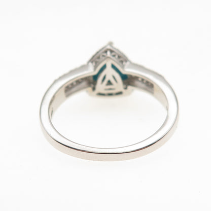 Chuck Clemency 925 Sterling Silver Real Turquoise & White Topaz Ring Size 8.25