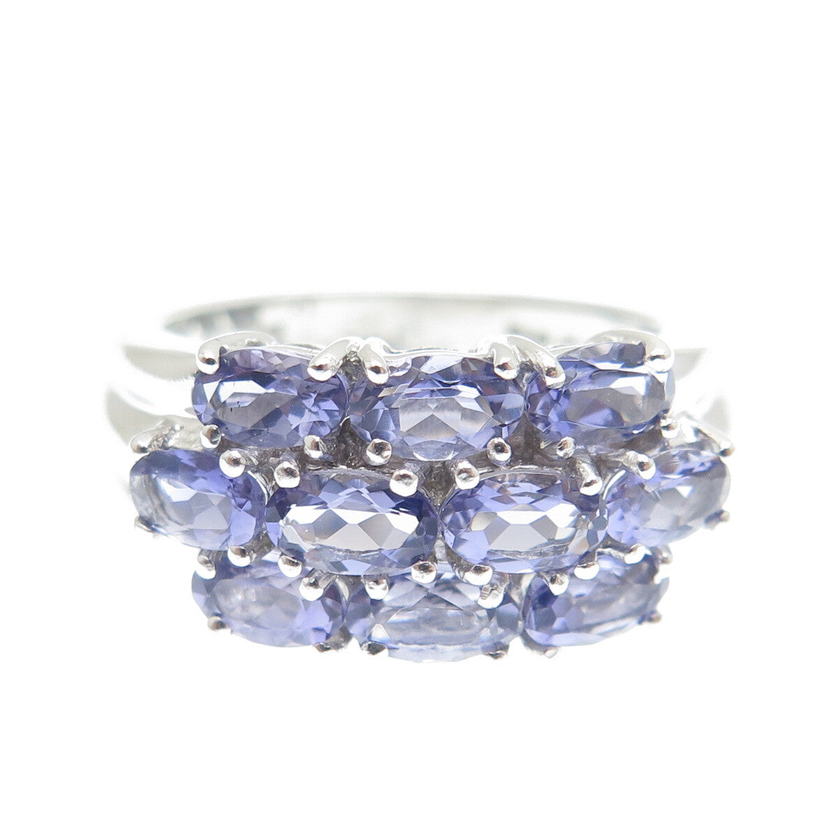 MICHELLE ALBALA 925 Sterling Silver Tanzanite Gemstone Cluster Ring Size 7.25