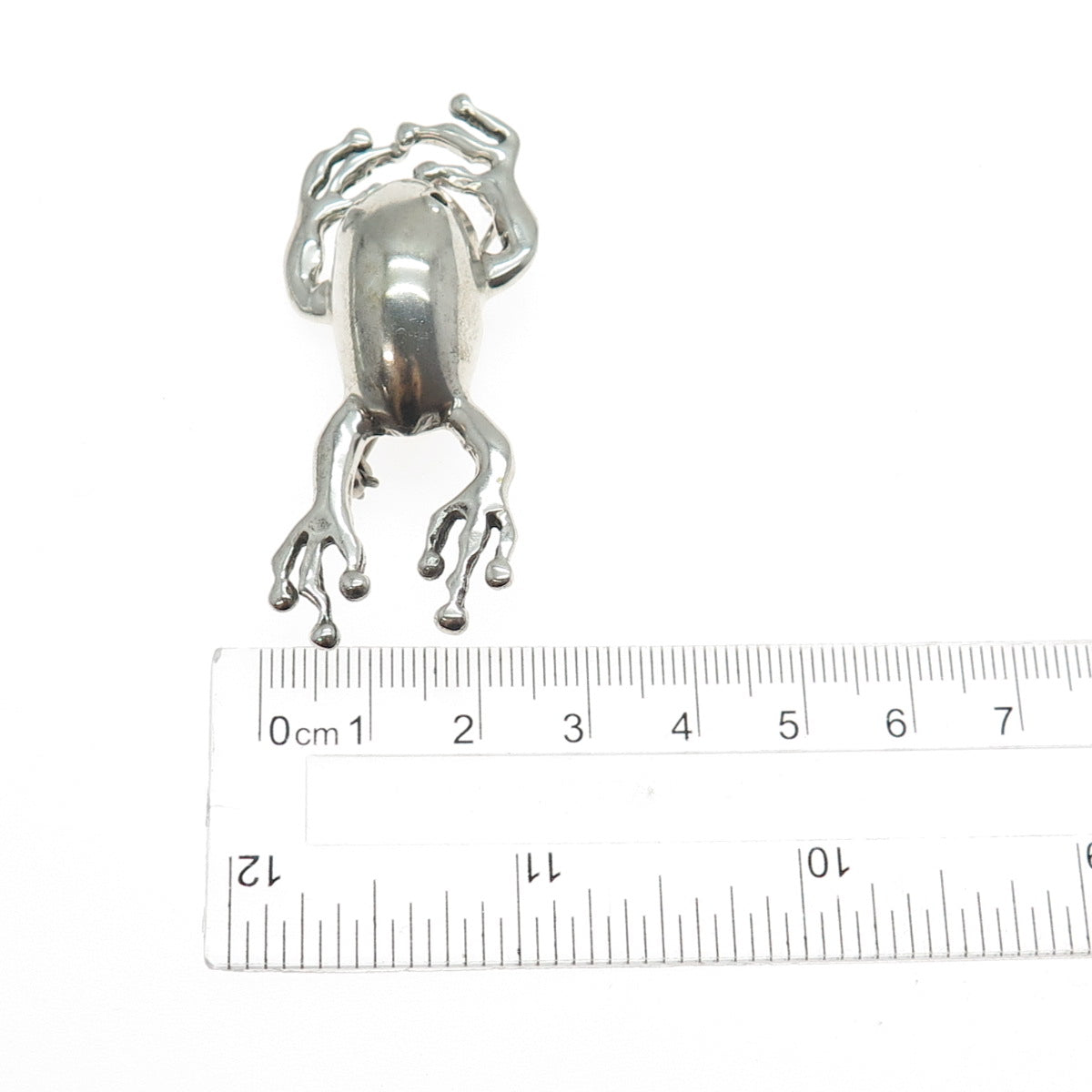 925 Sterling Silver Vintage Frog For Good Luck Oxidized Pin Brooch