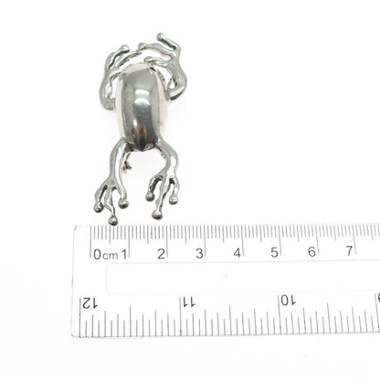 925 Sterling Silver Vintage Frog For Good Luck Oxidized Pin Brooch