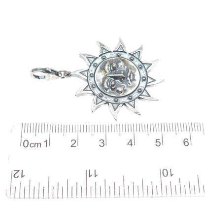 925 Sterling Silver Vintage Sun Face Oxidized Charm Pendant