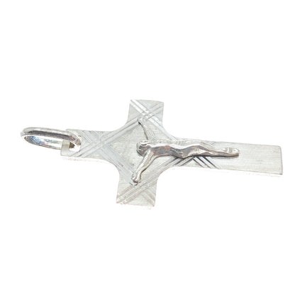 925 Sterling Silver Vintage Italy Crucifix Cross Pendant