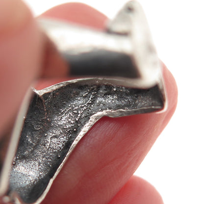 925 Sterling Silver Vintage Modernist Erotic Oxidized Adjustable Ring Size 7.25