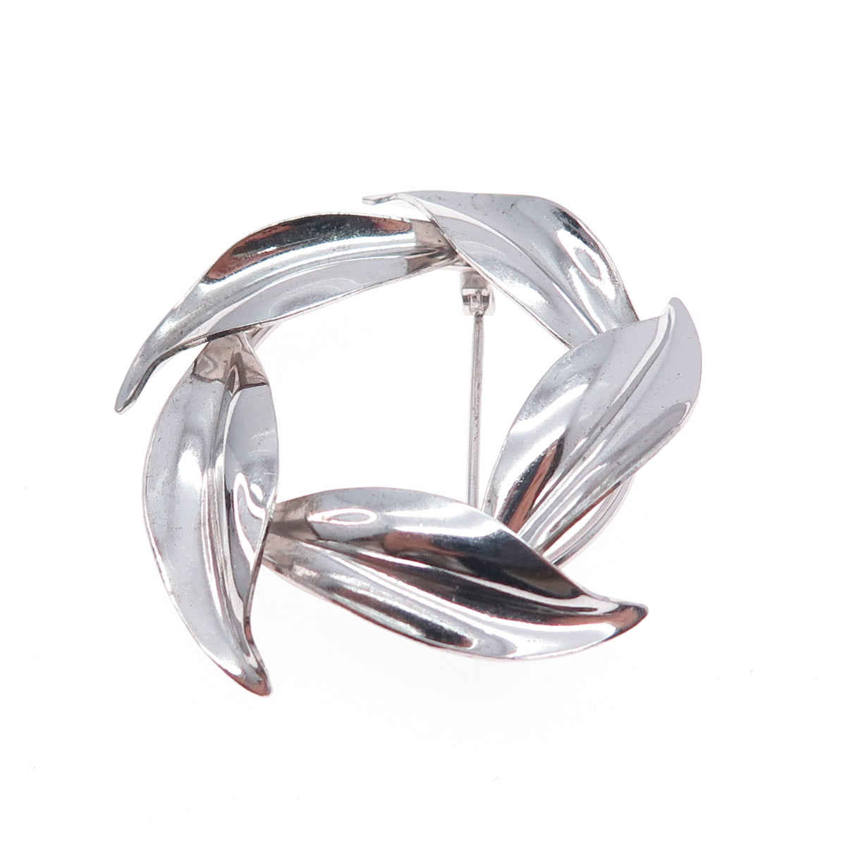 925 Sterling Silver Antique Art Deco Floral Leaf Pin Brooch