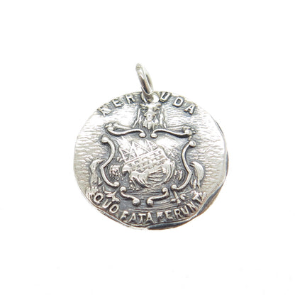 925 Sterling Silver Antique Art Deco Coat of arms of Bermuda Pendant