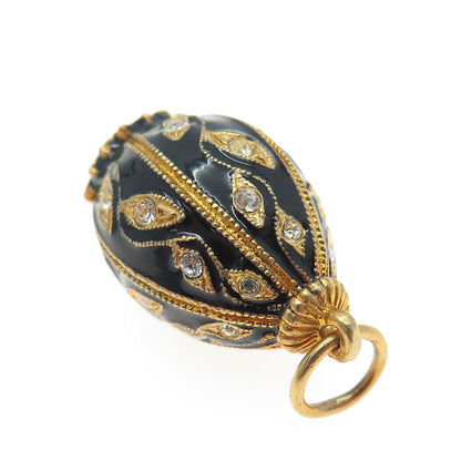 RAFKA Retired Sterling Silver Vermeil Enamel Rhinestone Easter Egg Charm Pendant