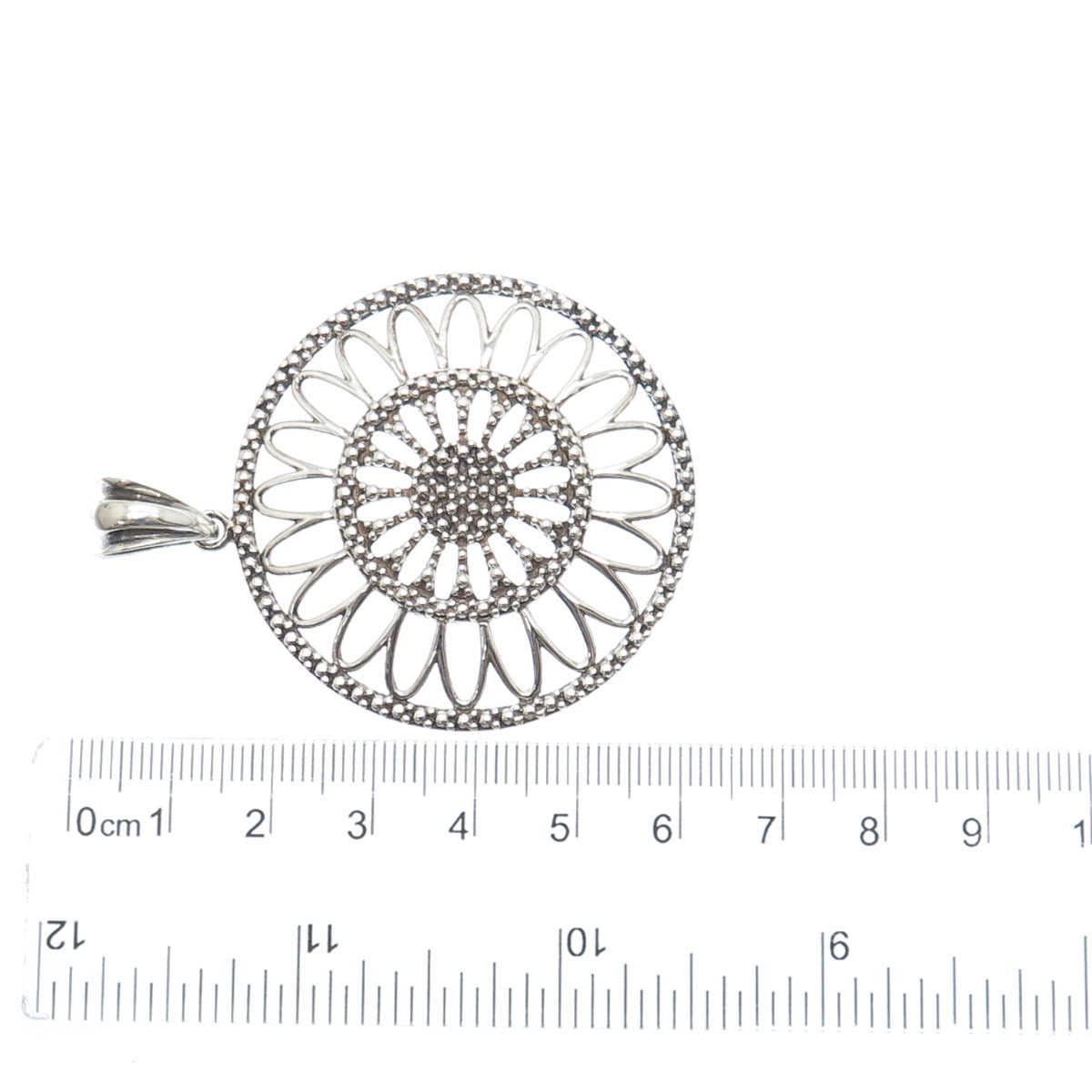 MILOR 925 Sterling Silver Vintage Italy Sunflower Oxidized Pendant