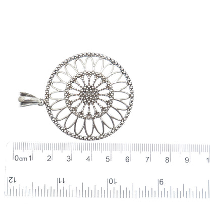 MILOR 925 Sterling Silver Vintage Italy Sunflower Oxidized Pendant