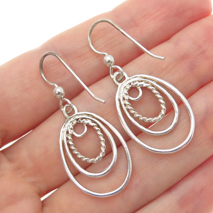 925 Sterling Silver Vintage Multi-Circle Dangle Earrings