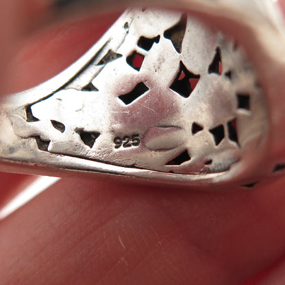 925 Sterling Silver Vintage Modernist Oxidized Ring Size 7