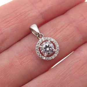 925 Sterling Silver Round-Cut C Z Mini Charm Pendant