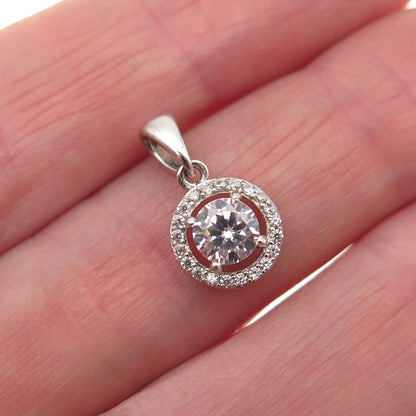 925 Sterling Silver Round-Cut C Z Mini Charm Pendant