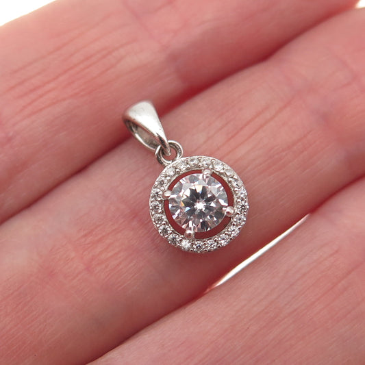 925 Sterling Silver Round-Cut C Z Mini Charm Pendant