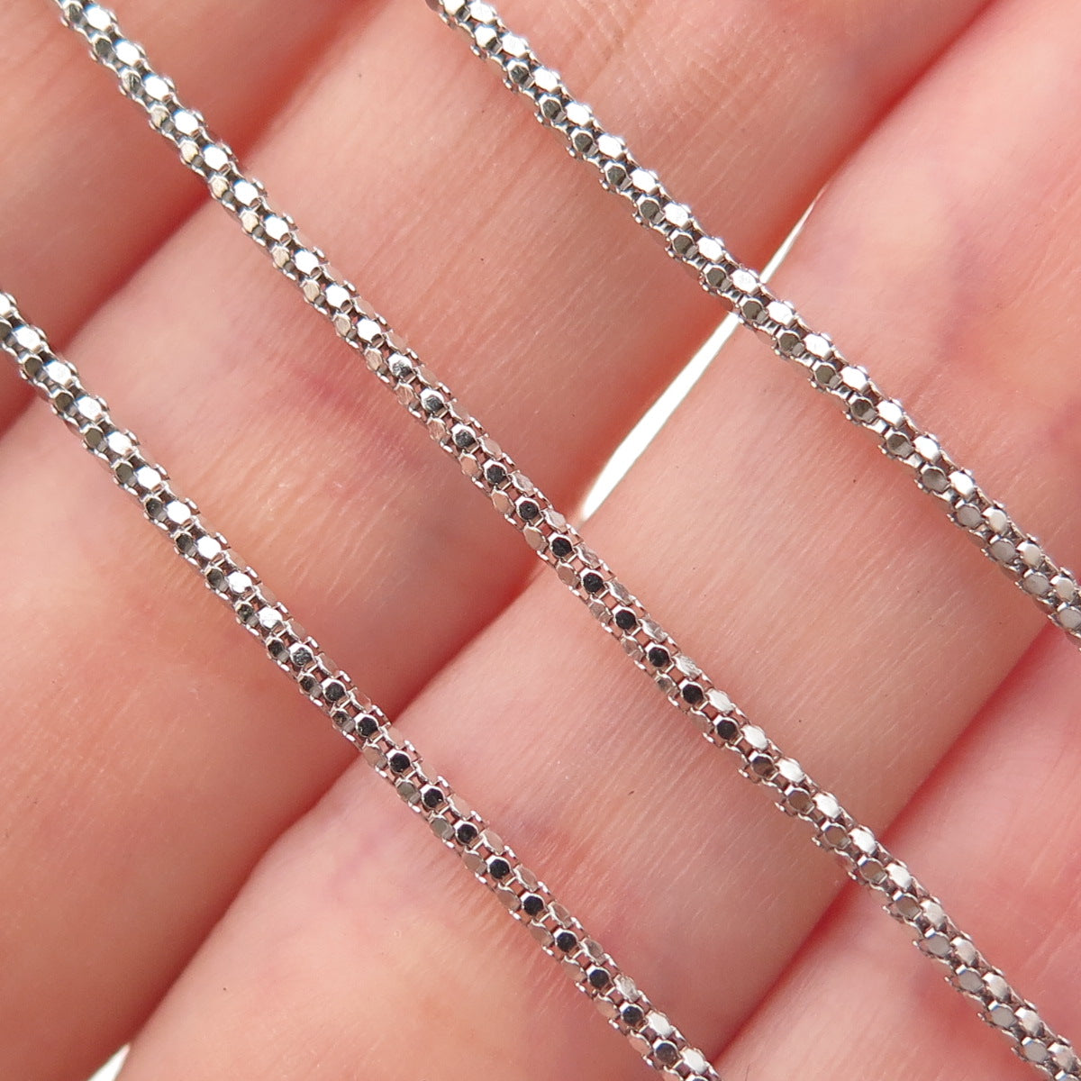 925 Sterling Silver Italy Popcorn Chain Necklace 20"