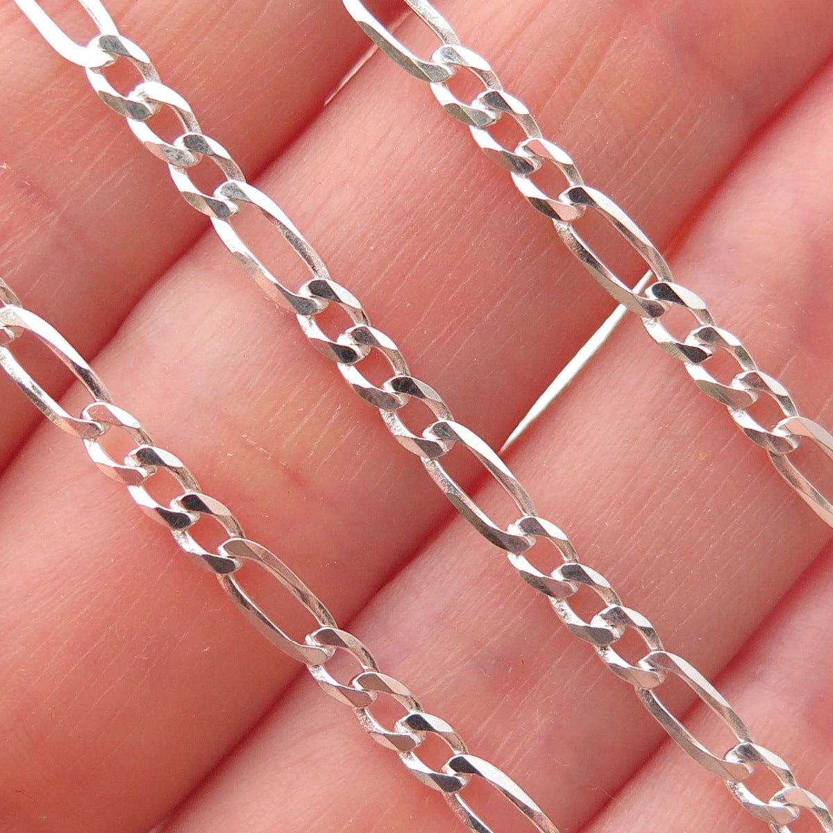 P. Lux 925 Sterling Silver Vintage Italy Figaro Chain Necklace 20"