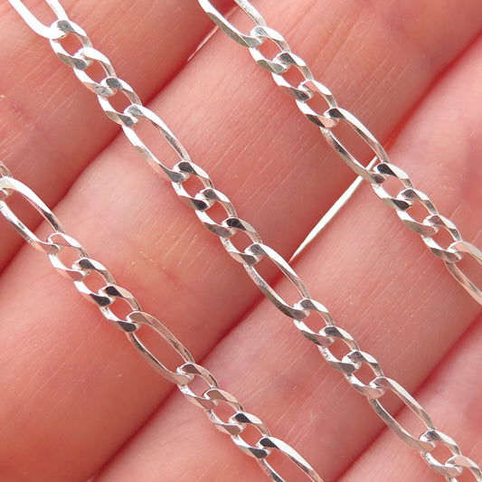 P. Lux 925 Sterling Silver Vintage Italy Figaro Chain Necklace 20"