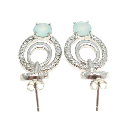 925 Sterling Silver Real Milky Aquamarine Door Knocker Earrings