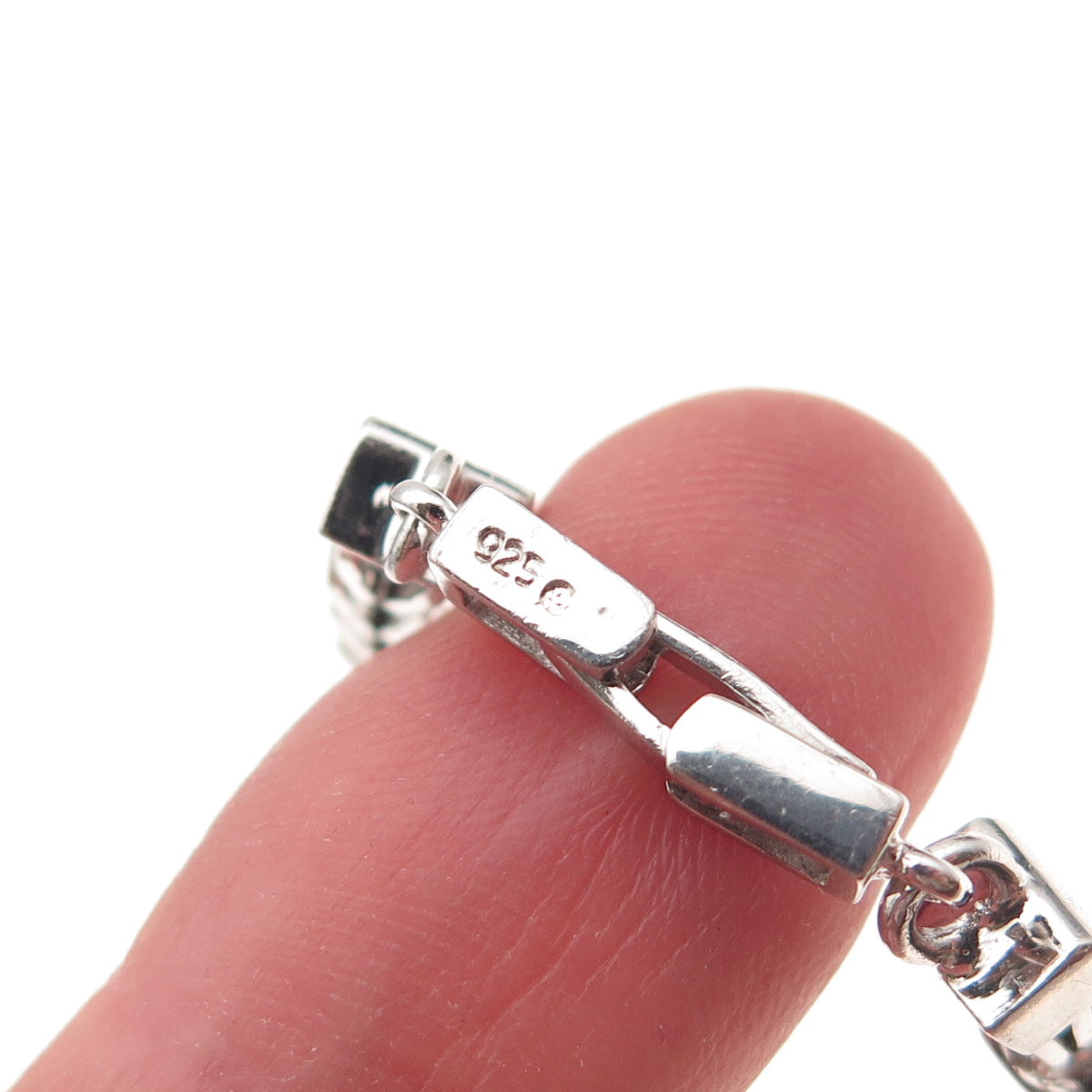 925 Sterling Silver Real Round-Cut Diamond Station Spiga Link Bracelet 7"