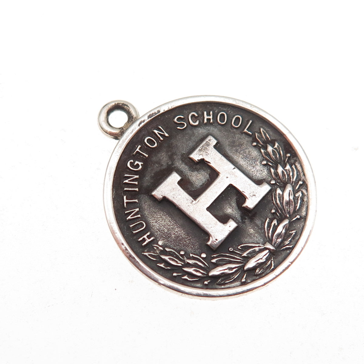 Wood Boston 925 Sterling Silver Antique 1923 Huntington School Oxidized Pendant