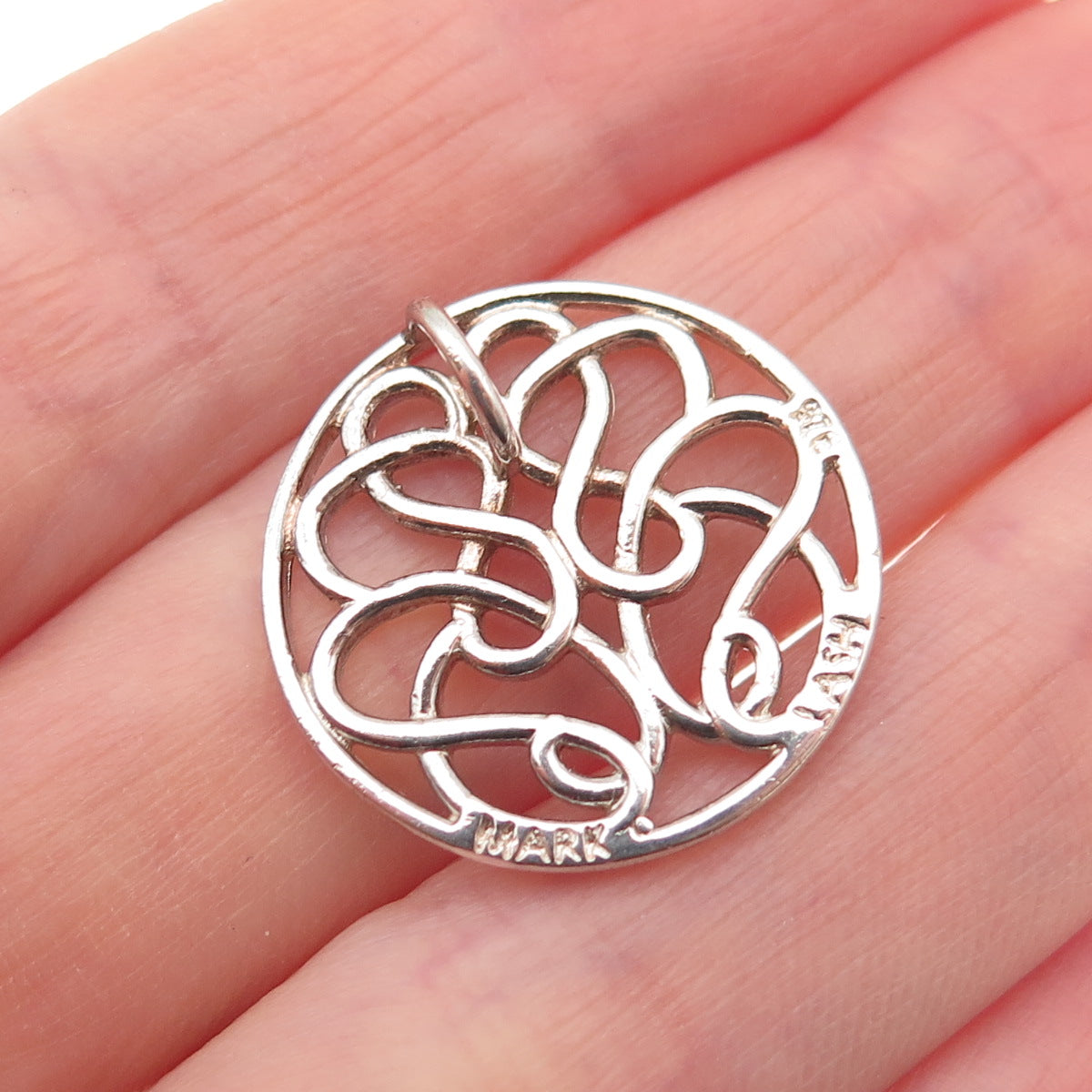 MARK LASH 925 Sterling Silver Vintage Floral Slide Charm Pendant