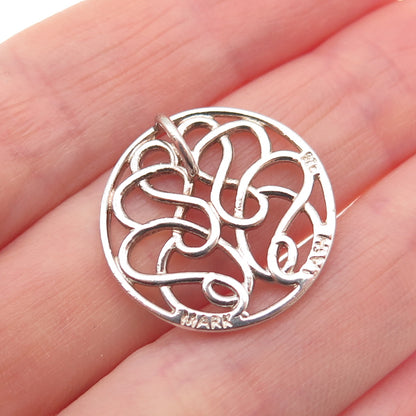 MARK LASH 925 Sterling Silver Vintage Floral Slide Charm Pendant