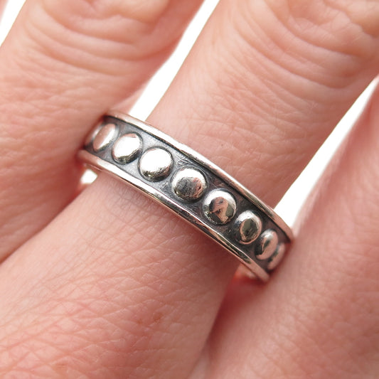 925 Sterling Silver Vintage Mexico Dotted Oxidized Band Ring Size 10.25