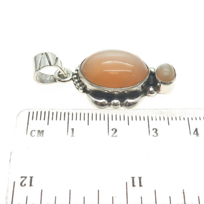 925 Sterling Silver Vintage Real Mother-of-Pearl Modernist Pendant