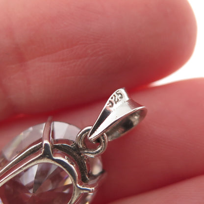 925 Sterling Silver Oval-Cut C Z Mini Charm Pendant
