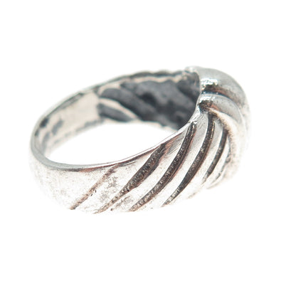 925 Sterling Silver Vintage Modernist Oxidized Ring Size 8