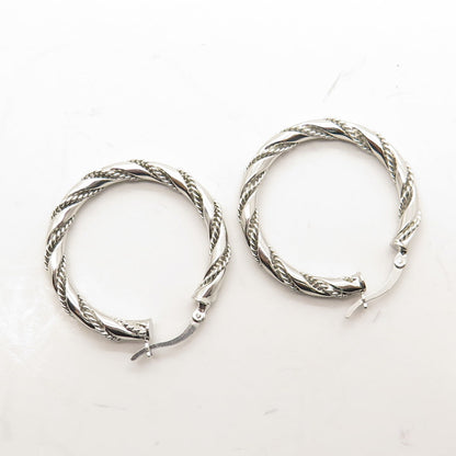 HANIN 925 Sterling Silver Twisted Hinged Hoop Earrings