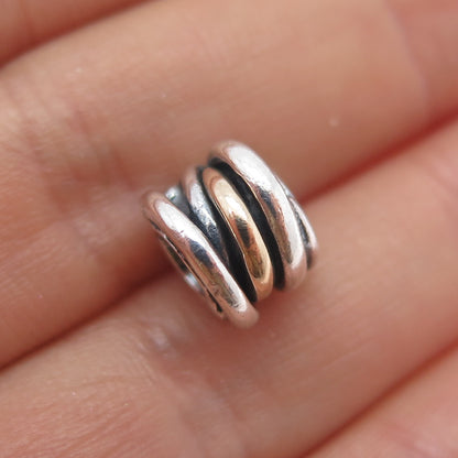 PANDORA 925 Sterling Silver & Gold Cluster Slide Bead Charm