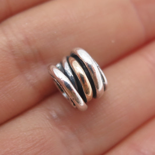 PANDORA 925 Sterling Silver & Gold Cluster Slide Bead Charm