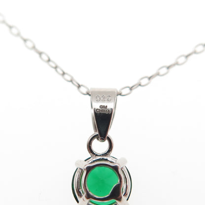 925 Sterling Silver Real Round-Cut Chrome Diopside Cable Chain Necklace 16-18"