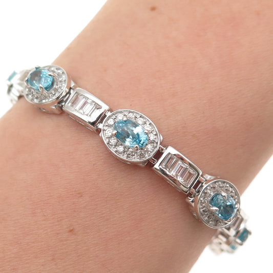 Carol Brodie MLD 925 Sterling Silver Real Blue & White Topaz Bracelet 7.25"