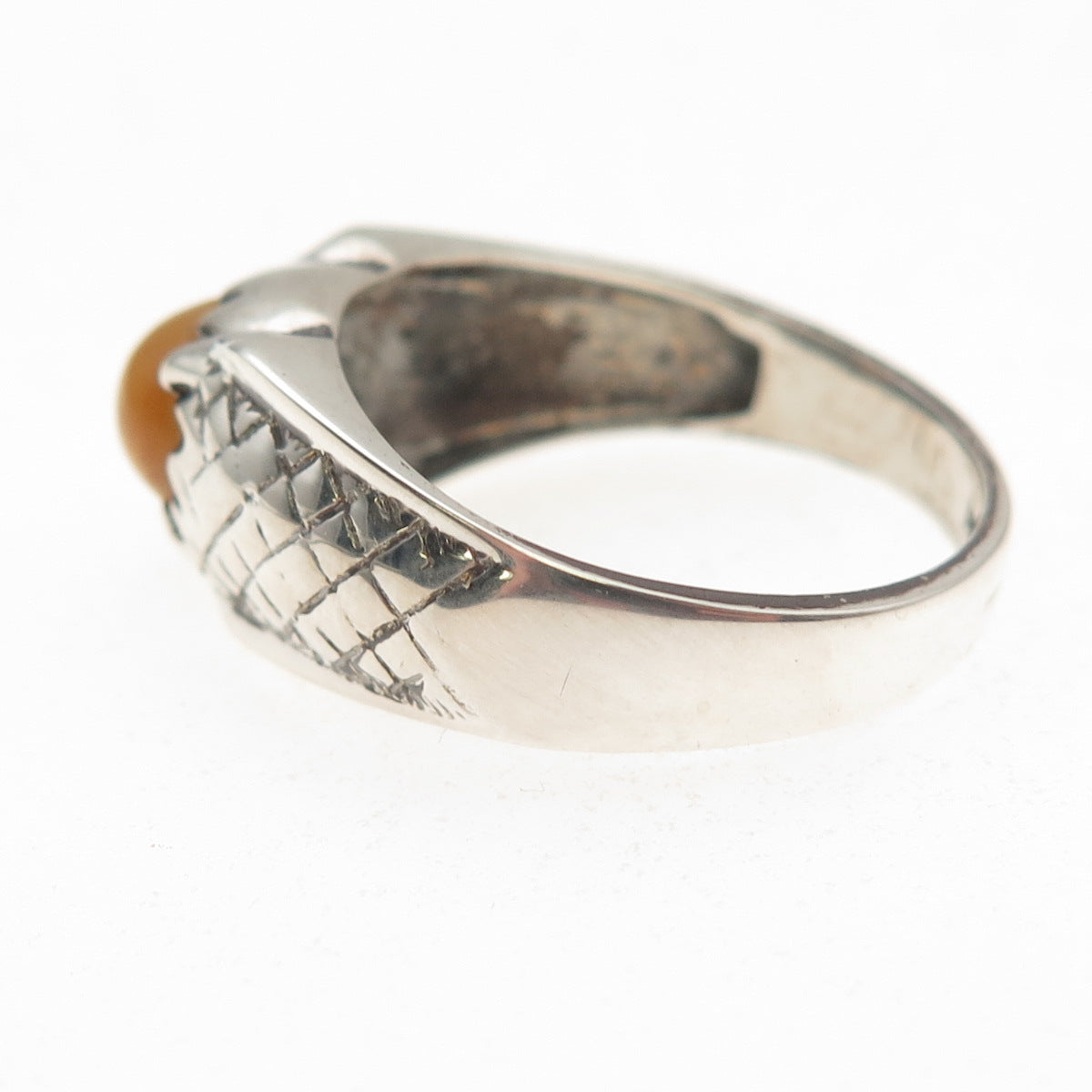 McGrath Hamin 925 Sterling Silver Vintage Real Tiger Eye Oxidized Ring Size 9.5