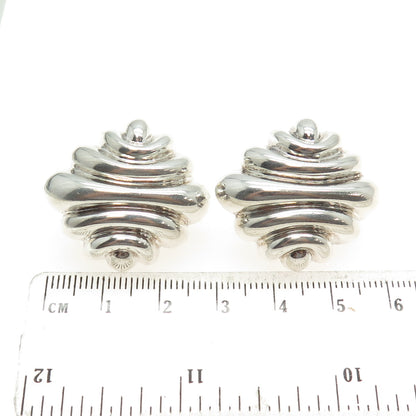 KRYPELL 925 Sterling Silver Vintage Modernist Omega Back Earrings