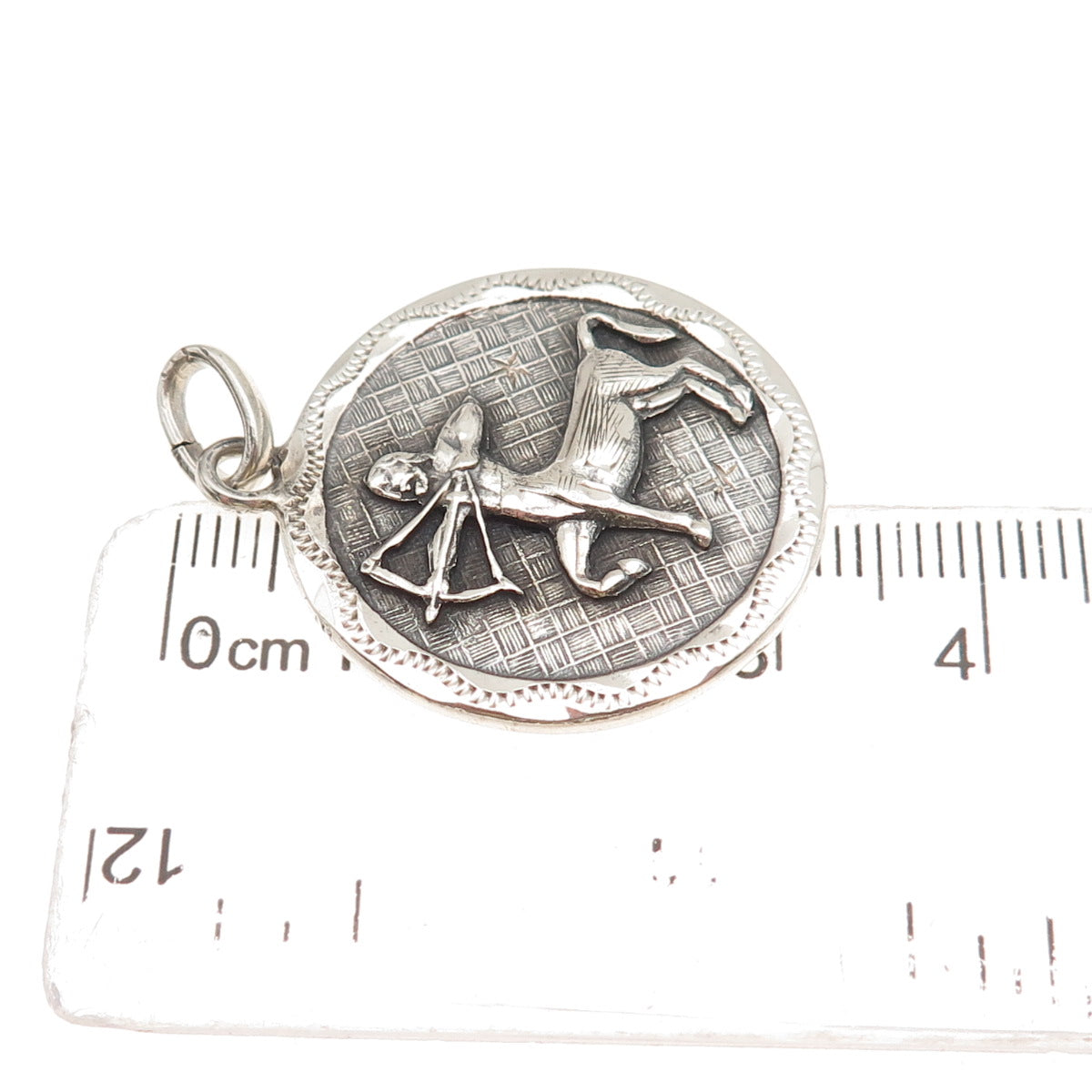 925 Sterling Silver Vintage Sagittarius Zodiac Sign Oxidized Charm Pendant