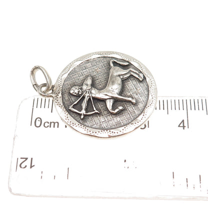 925 Sterling Silver Vintage Sagittarius Zodiac Sign Oxidized Charm Pendant