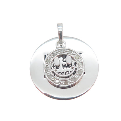 HAN Sterling Silver Real Diamond Live Your Life With No Regrets Charm Pendant